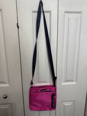 Nautica Hot Pink Crossbody with Navy Strap